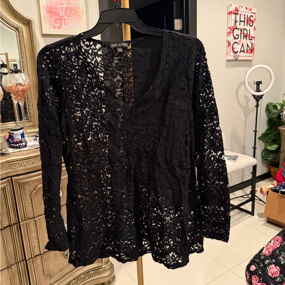 Lane Bryant Black Lace Top - Picture 3 of 5